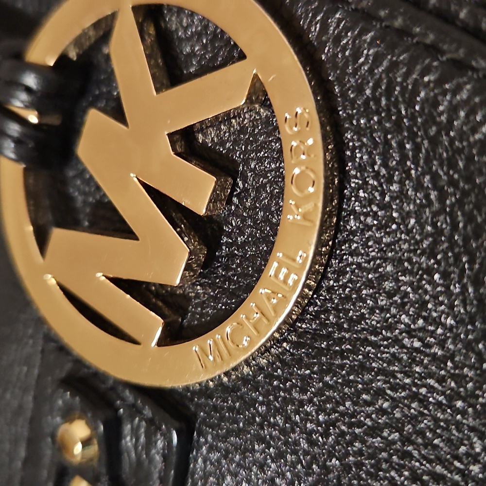Michael Kors Black Rhea Crossbody Hipster Messenger Brass Black Genuine Leather - Picture 8 of 9